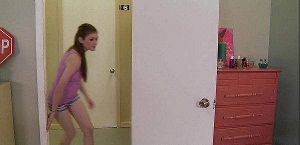 Shy and innocent teen is dared to fuck the dorm security guard